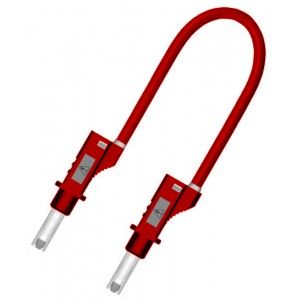 2217/2317-600V-150R | Cordon mâle de sécurité Ø 4 mm droit + reprise arrière et fourreau rétractable, longueur 1,5 m rouge