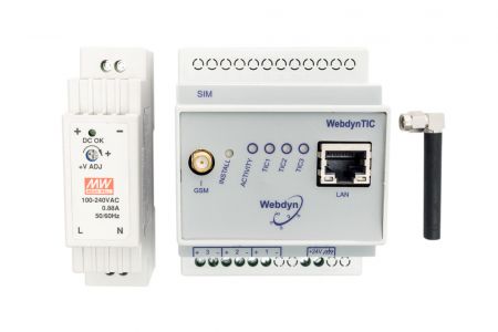 FP-WGE-G-TIC | Collecteur de données TIC Ethernet et GPRS avec alimentation Rail DIN et antenne GSM